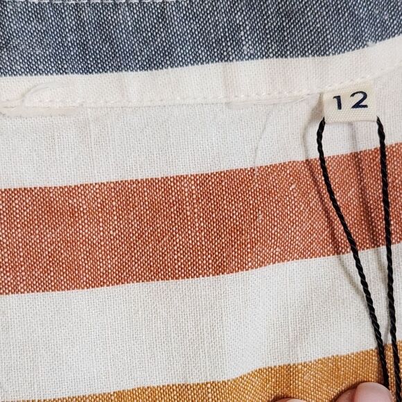 Seasalt Cornwall Glowing Skies Tunic Top Linen Multicolor Striped Size 12/US 8 - Picture 9 of 13